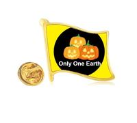 Earth Environmental Protect Peace Golden Metal Flag Lapel Pin Badge