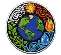 Earth Fire Air Wind Patch Global Nature Elements Embroidered Iron On