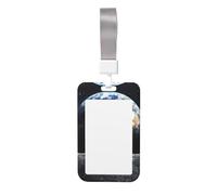 Earth from Moon Print Id Badge Holder Sliding Card Holder Vertical Card Protector Cover Case Teacher Lanyard for Office Women Men
