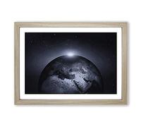 Earth from Space (5) Framed Print | A2 Oak Framed Wall Art | Ready to Hang | Modern Space Picture | Living Room Bedroom Lounge Office