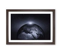 Earth from Space (5) Framed Print | A2 Walnut Framed Wall Art | Ready to Hang | Modern Space Picture | Living Room Bedroom Lounge Office