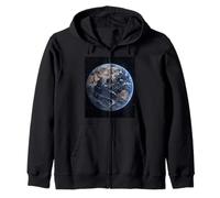 Earth From Space Asia View Astronomy Astrophysics Scene Zip Hoodie