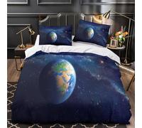 Earth from Space Comforter Cover 3D Design Printed Luxurious 3 Piece Bedding Set Zipper Cosmic View Quilt Cover Super Soft Anti-allergic for Kids Adults Women Girls Boys Teens Super king（260x220cm）