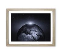 Earth From Space Framed Wall Art Print A4 Oak