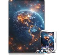 Earth from Space Glowing Globe Citylights Galaxy Puzzle for Teenagers 1000 Pieces Learning through Play Experience Heartfelt Special Occasion Gift Size 38x26cm