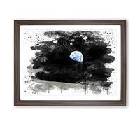 Earth From Space NASA No.2 V3 Modern Framed Print | A2 Walnut Framed Wall Art | Ready to Hang | Modern Space Picture | Living Room Bedroom Lounge Office
