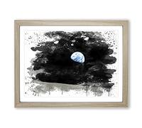 Earth From Space NASA No.2 V3 Modern Framed Wall Art Print, Ready to Hang Picture for Living Room Bedroom Home Office Décor, Oak A4 (34 x 25 cm)