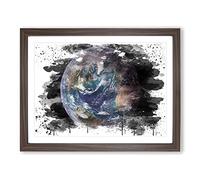 Earth From Space NASA No.6 V3 Modern Framed Print | A2 Walnut Framed Wall Art | Ready to Hang | Modern Space Picture | Living Room Bedroom Lounge Office