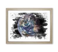 Earth From Space NASA No.6 V3 Modern Framed Print | A3 Oak Framed Wall Art | Ready to Hang | Modern Space Picture | Living Room Bedroom Lounge Office
