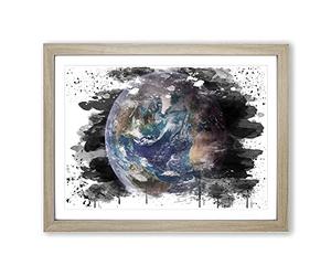 Earth From Space NASA No.6 V3 Modern Framed Wall Art Print, Ready to Hang Picture for Living Room Bedroom Home Office Décor, Oak A4 (34 x 25 cm)