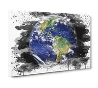 Earth from Space NASA No.8 V3 Modern Canvas Wall Art Print Ready to Hang, Framed Picture for Living Room Bedroom Home Office Décor, 20x14 Inch (50x35 cm)