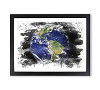 Earth from Space NASA No.8 V3 Modern Framed Print | A4 Black Framed Wall Art | Ready to Hang | Modern Space Picture | Living Room Bedroom Lounge Office