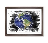 Earth from Space NASA No.8 V3 Modern Framed Print | A4 Walnut Framed Wall Art | Ready to Hang | Modern Space Picture | Living Room Bedroom Lounge Office