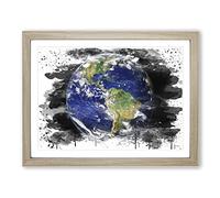 Earth from Space NASA No.8 V3 Modern Framed Wall Art Print, Ready to Hang Picture for Living Room Bedroom Home Office Décor, Oak A4 (34 x 25 cm)