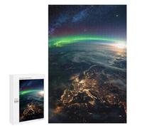 Earth from Space with Aurora And Stars Decorative Wooden Puzzle, 1000 PCS - Year-End Present, for Screen-Free Relaxation at Home