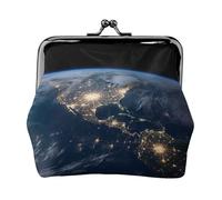 Earth from The Outer Space Coin Purse for Women, Small PU Leather Change Purse with Kiss Lock, Vintage Coin Wallet Card Holder, Mini Coin Pocket Pouch Change Holder for Travel, Party