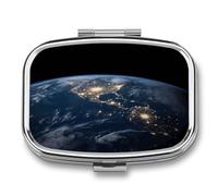 Earth from The Outer Space Pill Box Medicine Pill Organizer Small Pill Case Travel Pill Container Portable Pill Case for Pocket 2 Compartment Pill Holder Pill Boxes for Travel