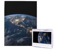 Earth from The Outer Space Puzzle for Adults 500 Pieces Personalized Jigsaw Puzzles from Photos, Challenging Puzzle Perfect for Game Nights, Wooden Puzzles Gift for Holiday Birthday