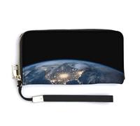 Earth from The Outer Space RFID Blocking Wallet for Women,Clutch With Change Pocket, Wristlet Wrist Strap with Card Slots
