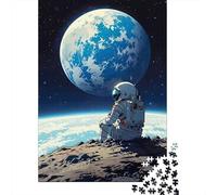 Earth Gaze Jigsaw Puzzles 1000 Pieces Recycled Paper Astronaut on MoonPuzzle for Adults Jigsaw Puzzle Impossible Hard Family Game Great Gift Idea 70x50cm/1000pcs