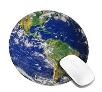 Earth Globe North and South America Map Round Mouse Pad, Small Gaming Mousepad with Stitched Edge, Non-Slip Rubber Base Mouse Mat Office Desk Accessories for Laptop Computer Decor