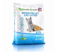 Earth Grade 30L Premium Wood Pellet Cat and Kitten Litter Biodegradable Virgin Softwood Pellets, Non Clumping, Ultra Absorbent, Odour Control, Natural Scent