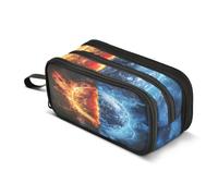 Earth Half Red Blue Pencil Case Boys Girls Pen Bag Pouch School Office Kids