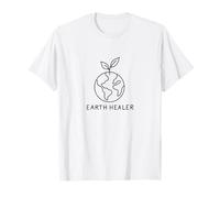 Earth Healer Line Art - Earth & Nature Motif T-Shirt