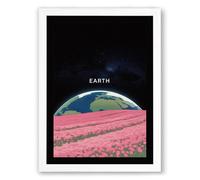 Earth in Dreamscape Surrealism Framed Wall Art Print A2 (59.4×42cm) White, Wall Decor for Living Room, Bedroom, Office & Home, Ready to Hang, Art Gift