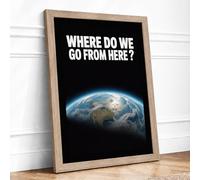 Earth in Question Typography Framed Wall Art Print A1 (84.1×59.4cm) Oak, Wall Decor for Living Room, Bedroom, Office & Home, Ready to Hang, Art Gift