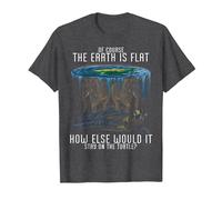 Earth is Flat Society Turtle Elephants Science Animal T-Shirt, Men, Dark Heather Grey, XX-Large