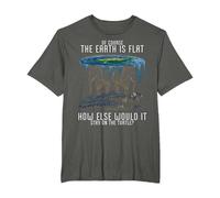 Earth is Flat Society Turtle Elephants Science Animal T-Shirt, Men's Big and Tall, Asphalt Grey, 2X Tall