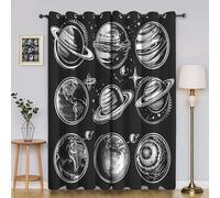 Earth Living Room Curtains Planet Curtains with Hooks, Thermal Insulated Blackout Twopage Curtain, Energy Saving Super Soft for Decoration Curtain 90x90 InchYI2705