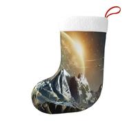 Earth Mountain Christmas Stocking 17.7", Festive Hanging Sock for Fireplace Mantel, Holiday Decorations