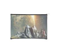 Earth Mountain Makeup Pouch Toiletries Bag Portable Unisex Zipper Travel Cosmetic Bags Waterproof Cosmetic Bags Paper Reusable Cosmetic Bag 16.5 Cm X 22.5 Cm