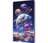 Earth Paint by Numbers for Adults 40x80cm,Universe Painting by Numbers Kits Children Beginner, DIY Canvas Adult Crafts Oil Painting with Paint Brushes Acrylic Pigment Drawing Paintwork Framed LE-958