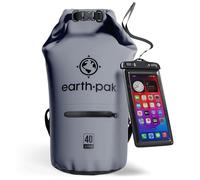 Earth Pak- Torrent Series Waterproof Dry Bag Keeps Gear Dry for Kayaking, Boating, Hiking, Camping and Fishing with Waterproof Phone Case (Grey, 40L)