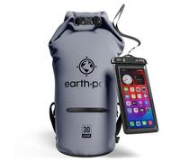 Earth Pak- Torrent Series Waterproof Dry Bag Keeps Gear Dry for Kayaking, Boating, Hiking, Camping and Fishing with Waterproof Phone Case (Grey, 30L)