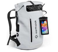 Earth Pak Waterproof Backpack with Roll-Top Closure, Front Pocket, Cushioned Back Panel & Phone Case (Gray, 85L)