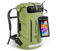 Earth Pak Waterproof Backpack with Roll-Top Closure, Front Pocket, Cushioned Back Panel & Phone Case (Green, 85L)