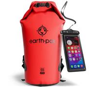 Earth Pak -Waterproof Dry Bag - Roll Top Dry Sack Keeps Gear Dry for Boating, Hiking, Camping and Fishing with Waterproof Phone Case (Red, 55L)
