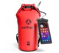 Earth Pak -Waterproof Dry Bag - Roll Top Dry Sack Keeps Gear Dry for Boating, Hiking, Camping and Fishing with Waterproof Phone Case (Red, 30L)
