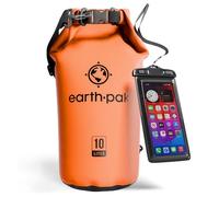 Earth Pak -Waterproof Dry Bag - Roll Top Dry Sack Keeps Gear Dry for Boating, Hiking, Camping and Fishing with Waterproof Phone Case (Orange, 10L)