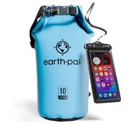 Earth Pak -Waterproof Dry Bag - Roll Top Dry Sack Keeps Gear Dry for Boating, Hiking, Camping and Fishing with Waterproof Phone Case (Light Blue, 10L)