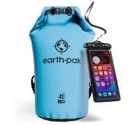 Earth Pak -Waterproof Dry Bag - Roll Top Dry Sack Keeps Gear Dry for Boating, Hiking, Camping and Fishing with Waterproof Phone Case (Light Blue, 40L)