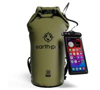 Earth Pak -Waterproof Dry Bag - Roll Top Dry Sack Keeps Gear Dry for Boating, Hiking, Camping and Fishing with Waterproof Phone Case (Green, 30L)