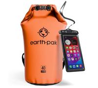 Earth Pak -Waterproof Dry Bag - Roll Top Dry Sack Keeps Gear Dry for Boating, Hiking, Camping and Fishing with Waterproof Phone Case (Orange, 40L)