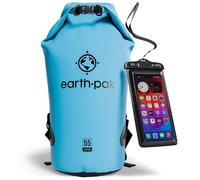 Earth Pak -Waterproof Dry Bag - Roll Top Dry Sack Keeps Gear Dry for Boating, Hiking, Camping and Fishing with Waterproof Phone Case (Light Blue, 55L)