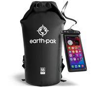 Earth Pak -Waterproof Dry Bag - Roll Top Dry Sack Keeps Gear Dry for Boating, Hiking, Camping and Fishing with Waterproof Phone Case (Black, 55L)
