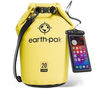 Earth Pak -Waterproof Dry Bag - Roll Top Dry Sack Keeps Gear Dry for Boating, Hiking, Camping and Fishing with Waterproof Phone Case (Yellow, 20L)